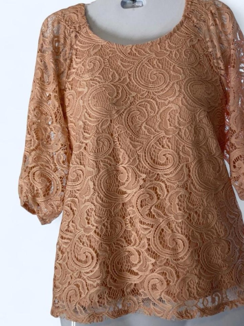Adrianna Papell Peach Lace Crochet Top